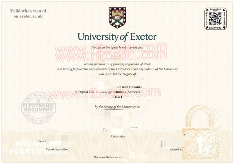 最新埃克塞特大学毕业证签名,补办英国Exon文凭成绩单，代办埃克塞特大学留学认证