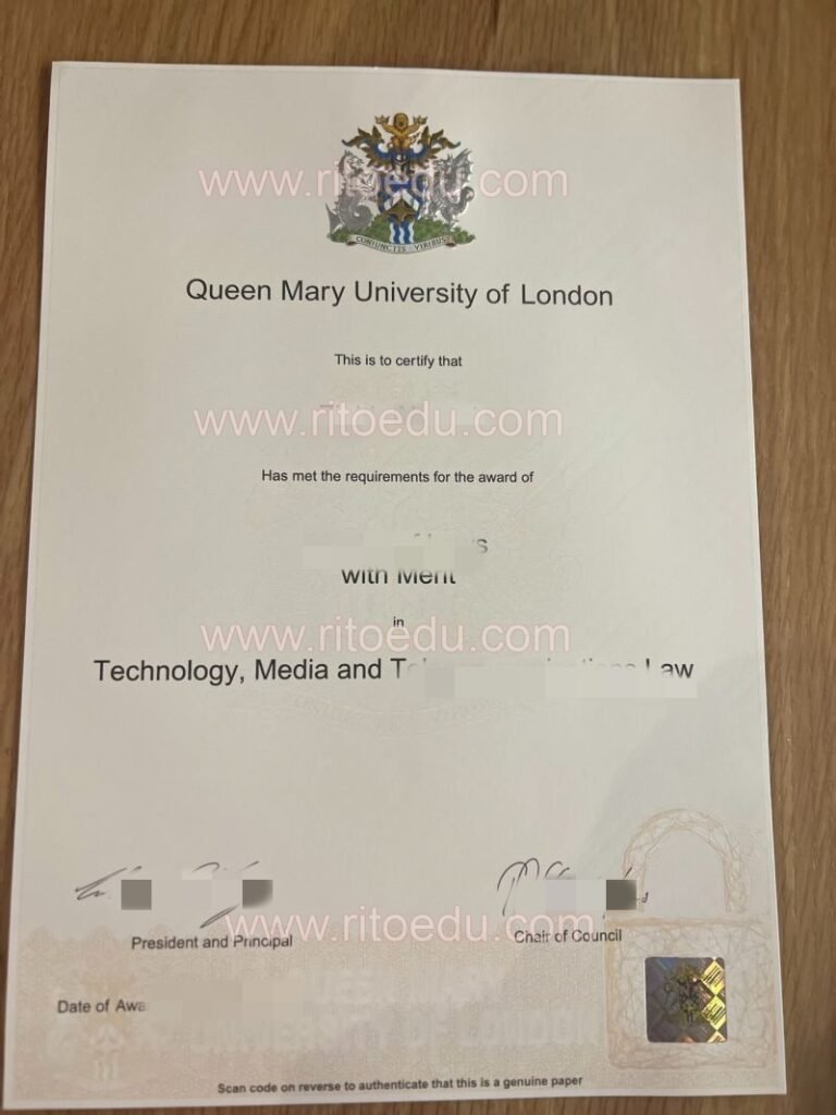 伦敦玛丽女王大学毕业证实拍图，快速补办伦敦玛丽女王大学学位证与QMUL成绩单等材料独家渠道