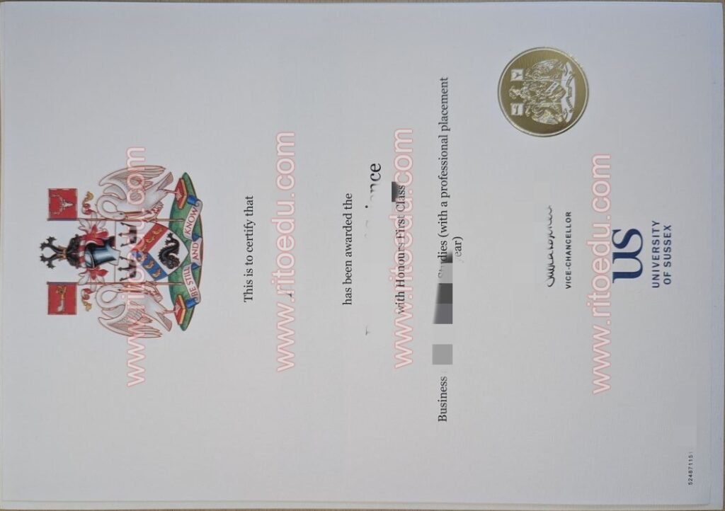 萨塞克斯大学学位证书电子图，办理一份萨塞克斯大学文凭证书需要几天可以完成寄出，补办老版萨塞克斯大学毕业证