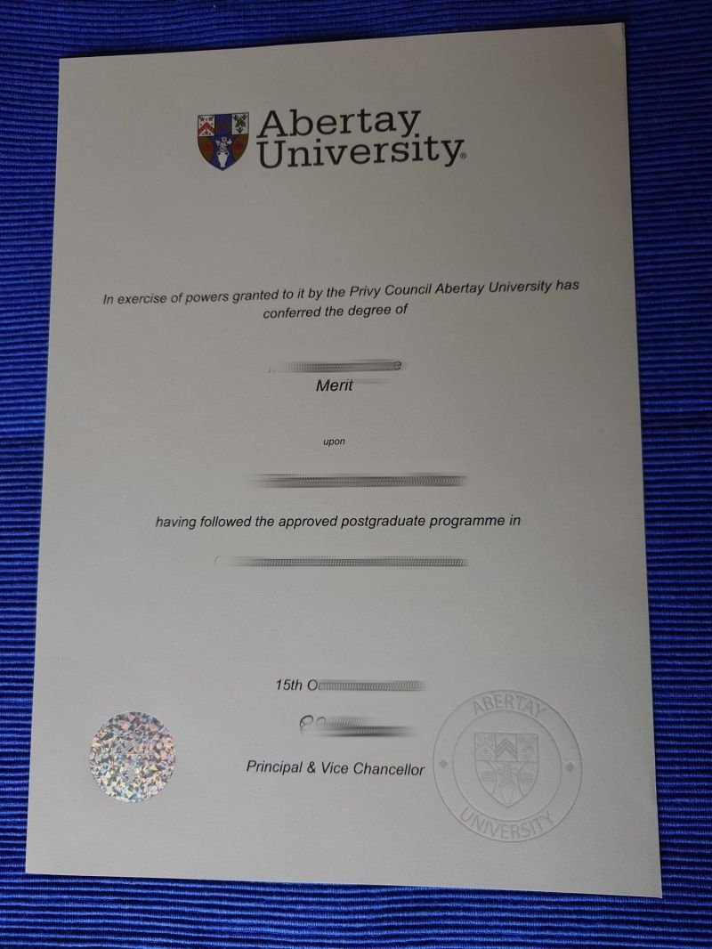 购买阿伯泰大学毕业证案例|补办Abertay University文凭证书,阿伯泰大学留信认证,英国教育部认证