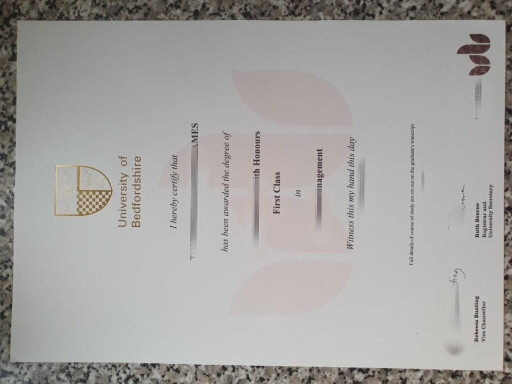 定制贝德福特大学毕业证防伪工艺，英国Beds真实留信认证