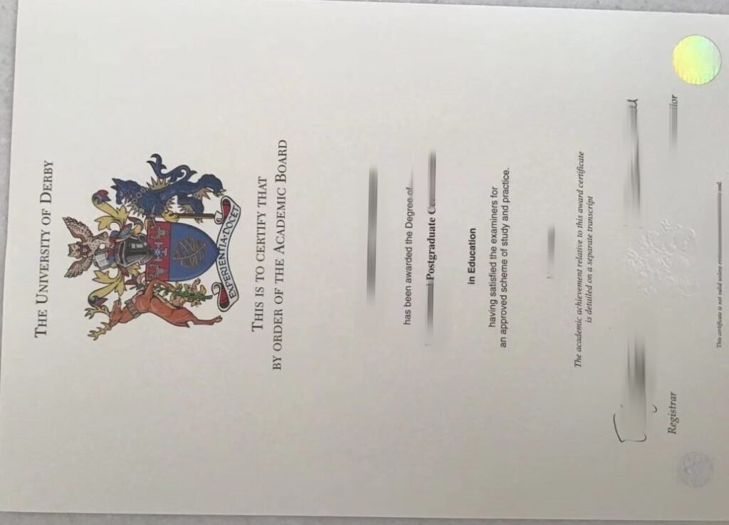 原版排版德比大学毕业证制作图|留信认证独家渠道,真实教育部认证,University of Derby学历学位认证,买英国毕业证书