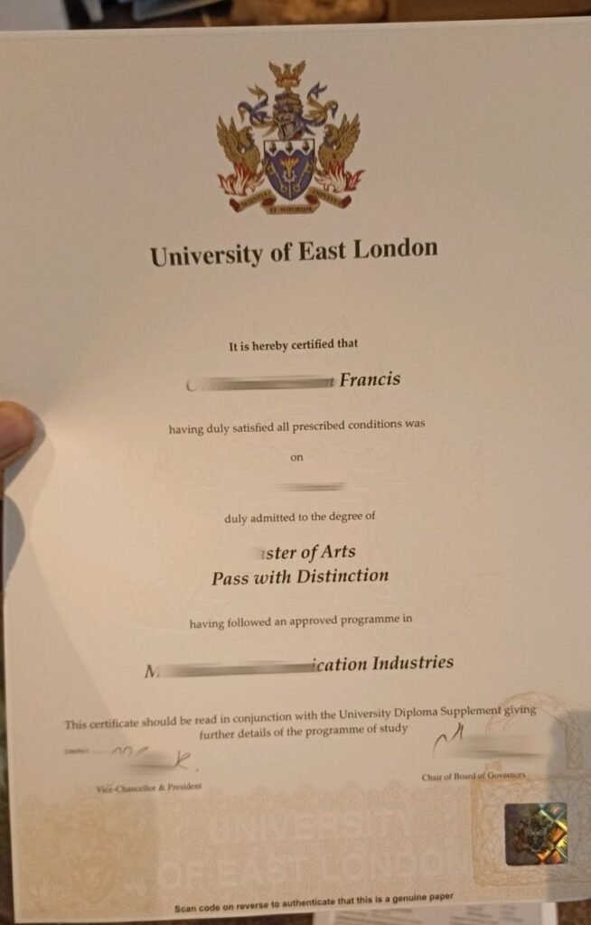 最新英国东伦敦大学硕士学位证书制作案例图，英国UEL大学毕业证成绩单等材料独家办理渠道，东伦敦大学挂科