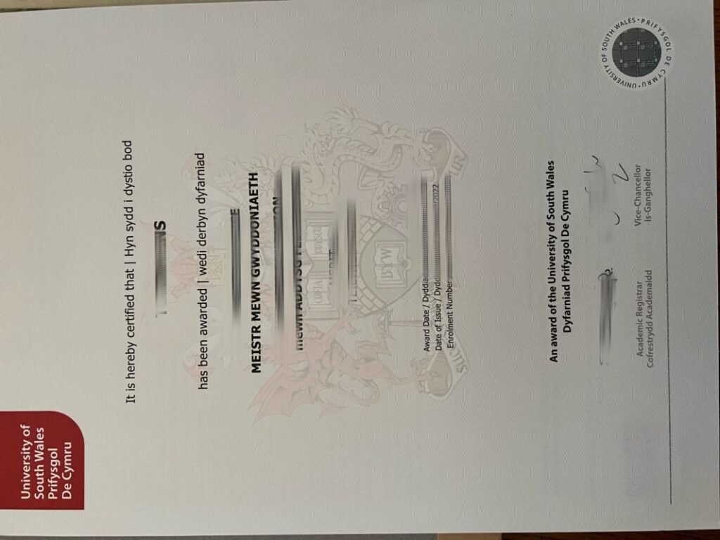 补办新版南威尔士大学毕业证|英国South Wales文凭证书英国真实 留信认证未毕业办教育部学历认证