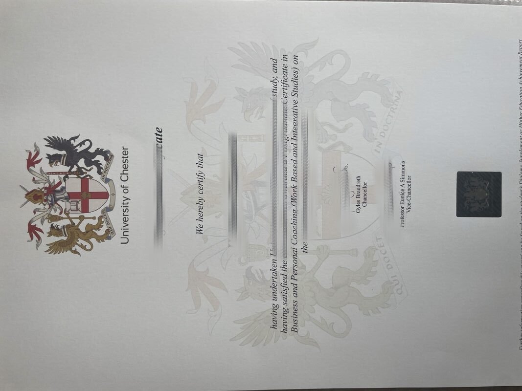 25年最新切斯特大学毕业证书案例图，英国UoC成绩单定制