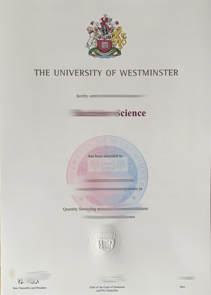 英国威斯敏斯特大学硕士学位证书成品实拍图，英国Westminster未毕业回国就业需要文凭认证怎么办