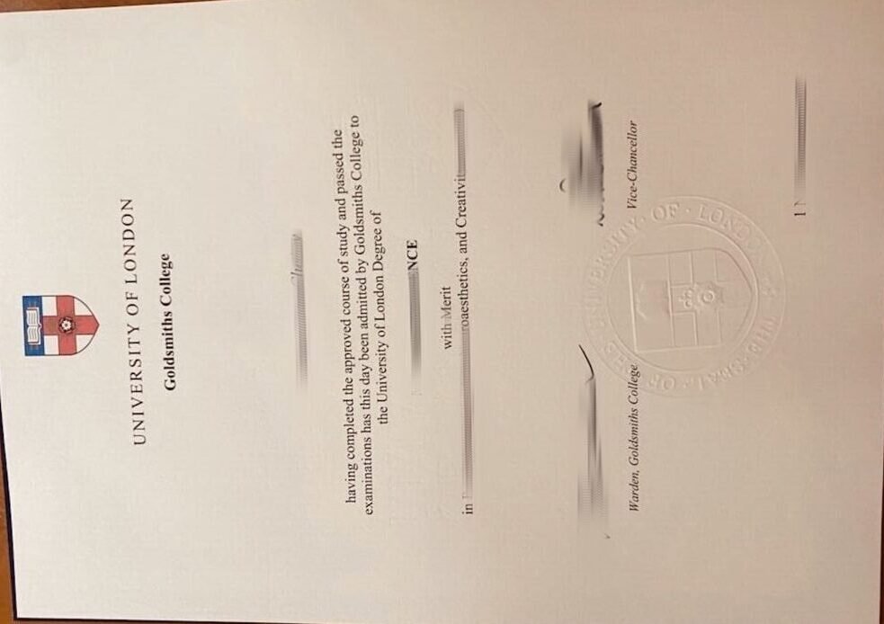 伦敦大学金史密斯学院毕业证样本，英国金匠学院学位证与Goldsmiths成绩单等材料遗失补办服务。英国退学未毕业提前回国需要大学文凭证书怎么办