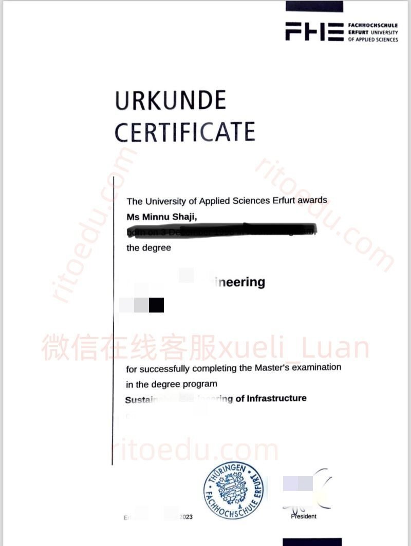 办理埃尔福特应用技术大学毕业文凭，德国埃尔福特应用技术大学本科毕业证书成绩单制作，在线购买德国埃尔福特应用技术大学证书成绩单，办理德国留服认证