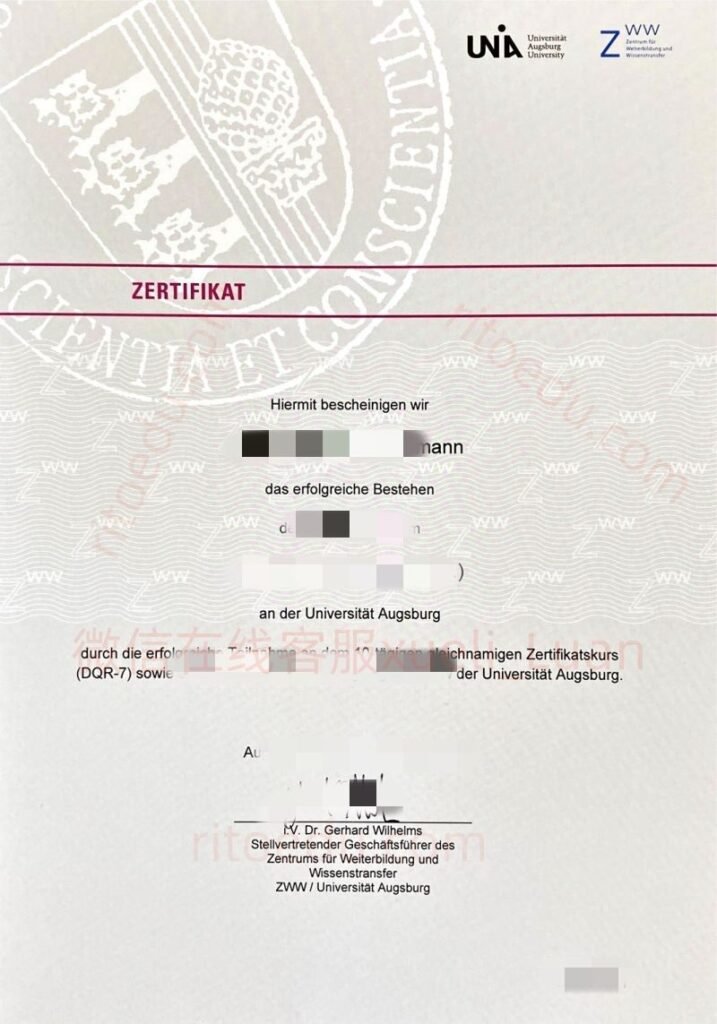 德国奥格斯堡大学毕业证成绩单购买，Universität Augsburg Certificate transcript，奥格斯堡大学diploma,在线购买奥格斯堡大学毕业证书成绩单，德国毕业文凭,办理奥格斯堡大学留信认证