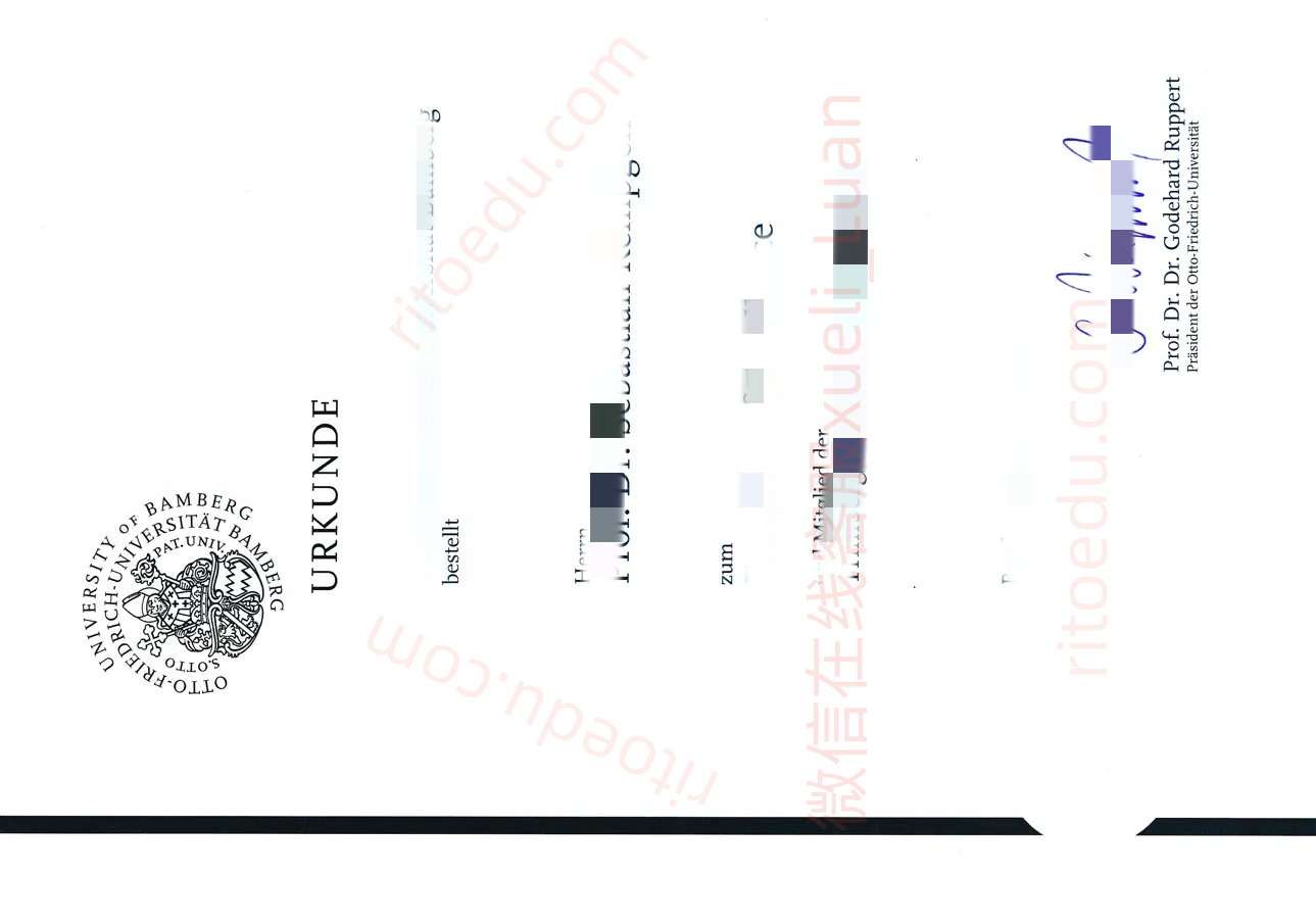 定制班贝格大学毕业证书成绩单,德国教育部认证