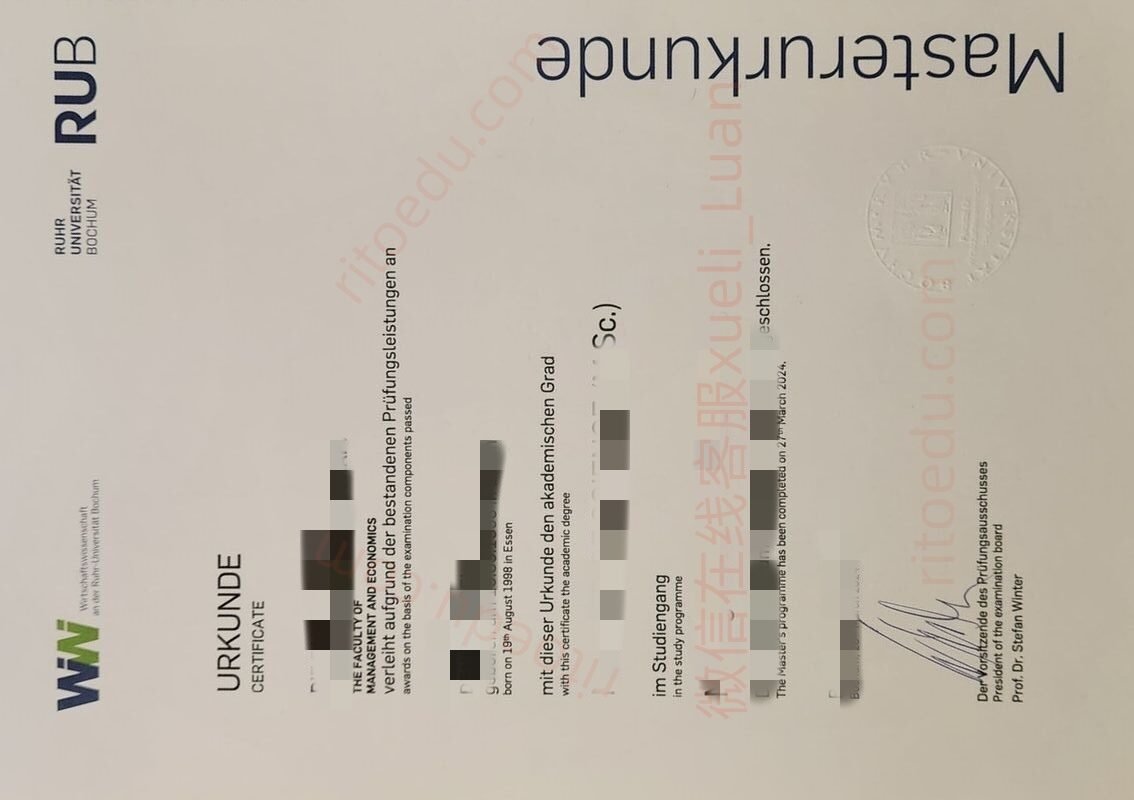 诚信订购波鸿鲁尔大学毕业证成绩单,做德国RUB可查留信认证